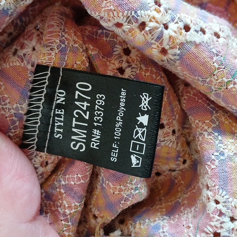 Pol Flannel Crochet Patchwork Button Up Oversized… - image 6